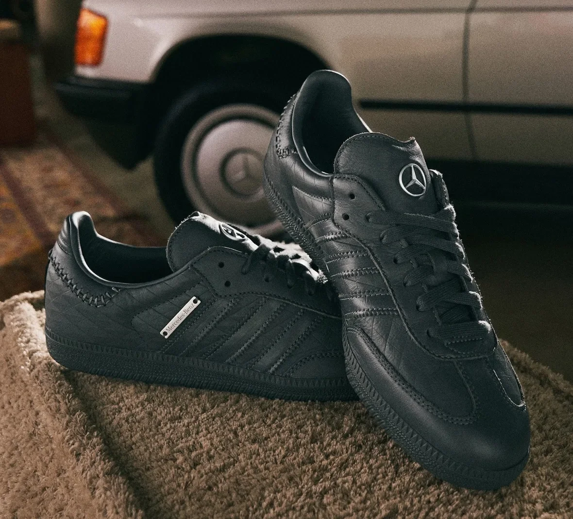 adidas Samba x Mercedes Benz в цветах бежевый, серый и черный