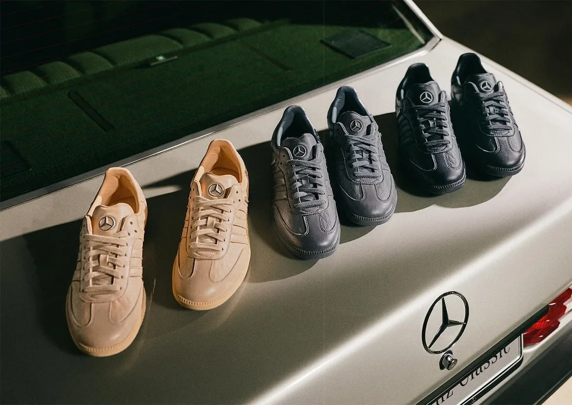 adidas Samba x Mercedes Benz в цветах бежевый, серый и черный